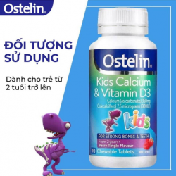 Viên nhai bổ sung canxi và vitamin D3 cho trẻ từ 2 tuổi Ostelin Kids Calcium & Vitamin D3 của Úc 90 viên