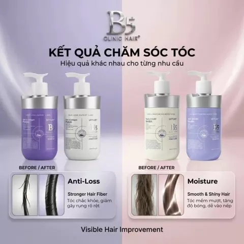 CẶP GỘI XẢ B5 UITTLRY CLINIC HAIR - TÍM ĐẬM PROTEIN CHỐNG RỤNG