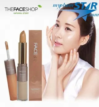 Kem Che Khuyết Điểm Hai Đầu Radiance Concealer Dual Veil -The Face Shop
