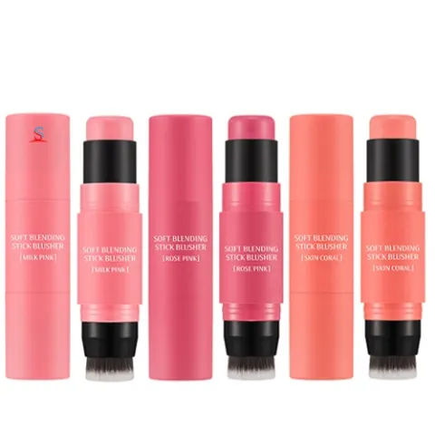 Má hồng kem dạng thỏi, đi kèm 1 đầu cọ đánh má siêu dễ thương, siêu mịn Soft Blending Stick Blusher