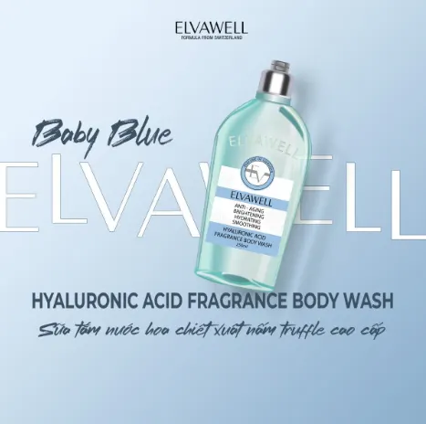 Sữa Tắm Nước Hoa Cấp Ẩm, Phục Hồi Elvawell 250ml - Màu Xanh Baby Blue