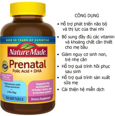 Vitamin tổng hợp cho bà bầu Prenatal Folic Acid DHA 150 Viên Mỹ