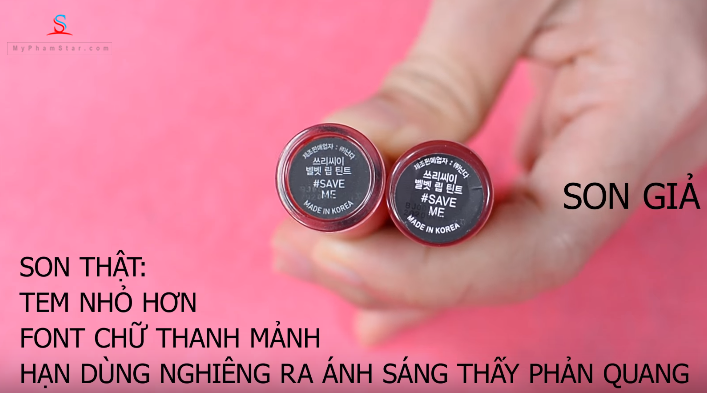 Phân biệt hàng thật - hàng fake Son kem 3CE Velvet Lip Tint