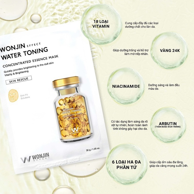 Mặt Nạ Wonjin Effect Hydro Rise Hyaluronic Concentrated Essence Mask - Truyền HA (Xanh Dương)