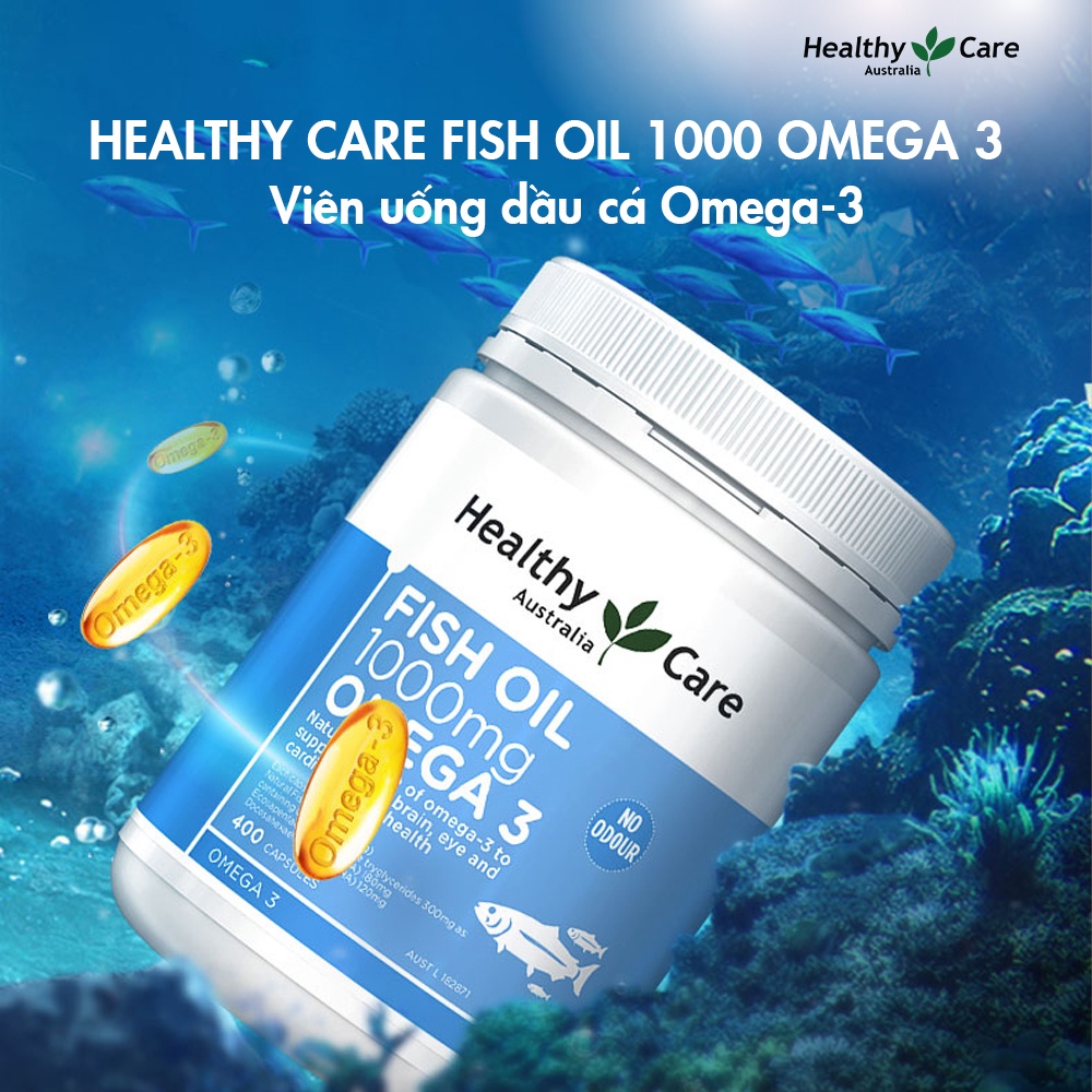 Dầu cá tự nhiên Fish oil Healthy care Omega - 3 1000mg 400v - Freeship - Healthy Store | VTC Pay