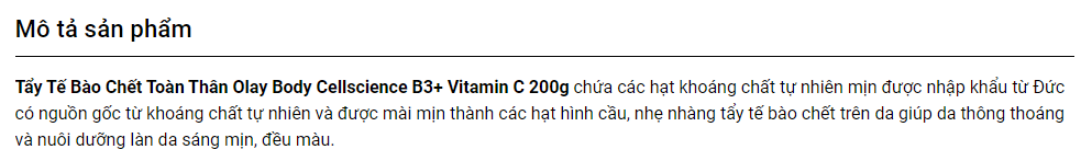 Tẩy Tế Bào Chết Toàn Thân Olay Body Cellscience B3+ Vitamin C 200g (Bản Trung)