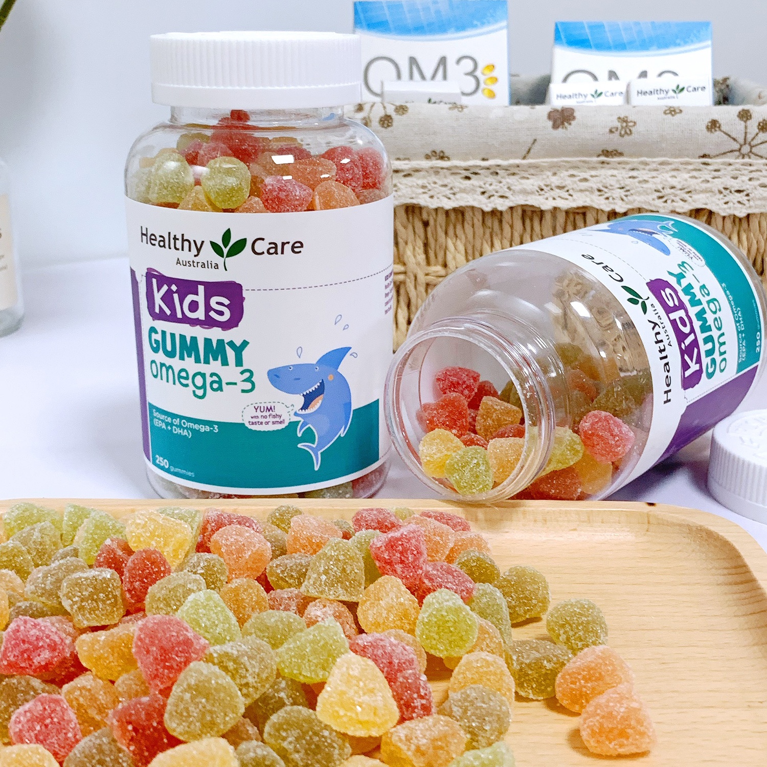 Kẹo dẻo Gummy Omega 3 Úc Healthy Care - 250 viên nhiều vị trái cây thơm ngon