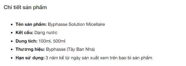 Nước Tẩy Trang Dành Cho Mọi Loại Da Byphasse Solution Micellaire (100ml)