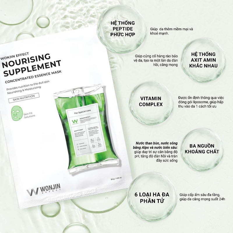 Mặt Nạ Wonjin Effect Hydro Rise Hyaluronic Concentrated Essence Mask - Truyền HA (Xanh Dương)