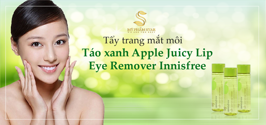 Tẩy trang mắt môi Táo xanh Apple Juicy Lip Eye Remover Innisfree