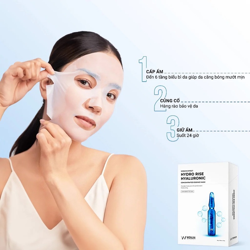 Mặt Nạ Wonjin Effect Hydro Rise Hyaluronic Concentrated Essence Mask - Truyền HA (Xanh Dương)