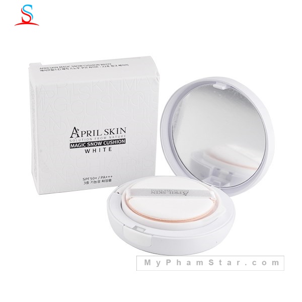 Phấn nước April Skin Magic Snow Cushion SPF50 màu trắng 2