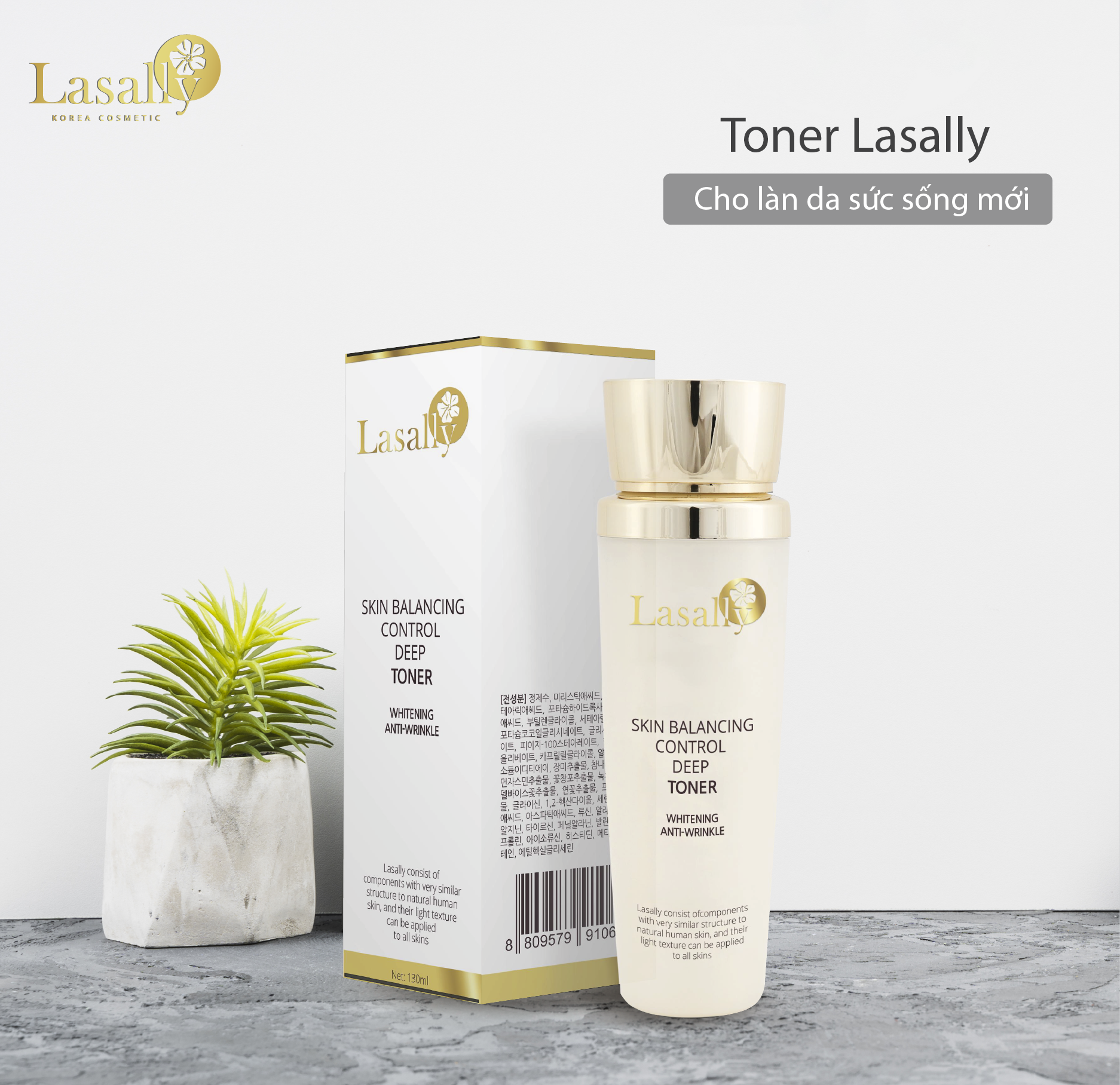 Nước Hoa Hồng Dưỡng Ẩm & Trắng Da Cao Cấp Lasally