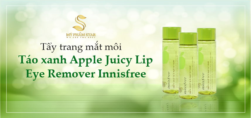 Tẩy trang mắt môi Táo xanh Apple Juicy Lip Eye Remover Innisfree