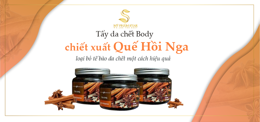 Tẩy da chết body chiết xuất Quế hồi Nga