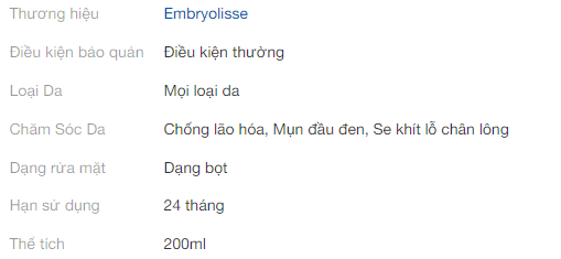 Sữa Rửa Mặt Embryolisse Lait-Cream Moussant Foaming Cream - 200m
