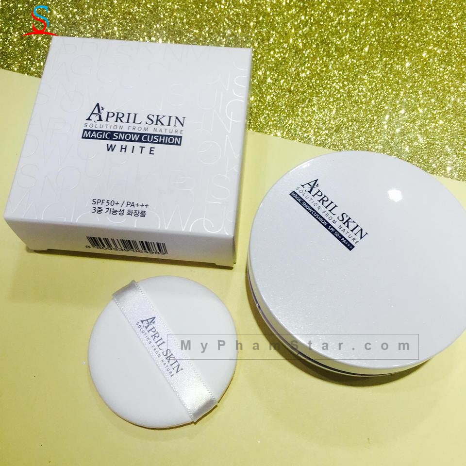 Phấn nước April Skin Magic Snow Cushion SPF50 trắng myphamstar