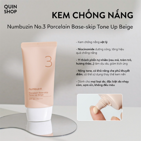 Kem Chống Nắng Numbuzin No.3 SPF 50+ PA ++++ 50ml